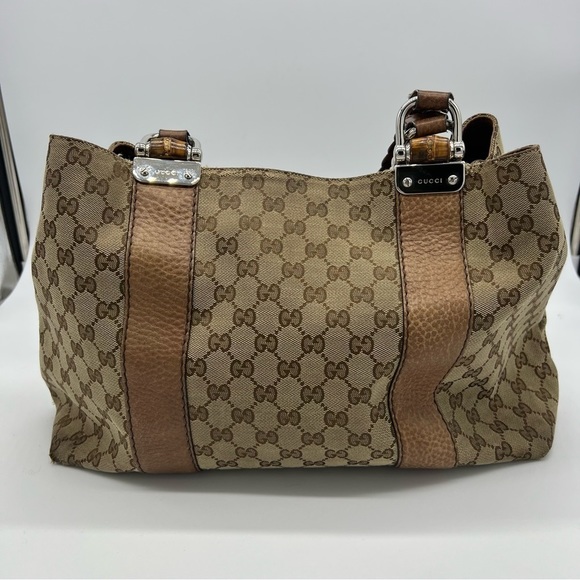 Gucci Tan and Brown Monogram Shoulder Bag - Picture 2 of 16